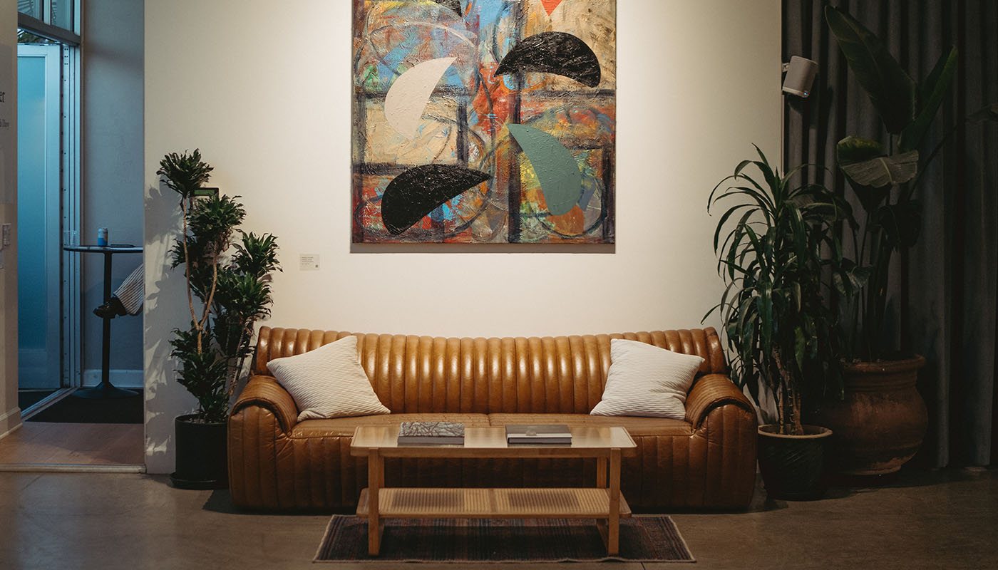 Clubhouse lounge with leather sofa